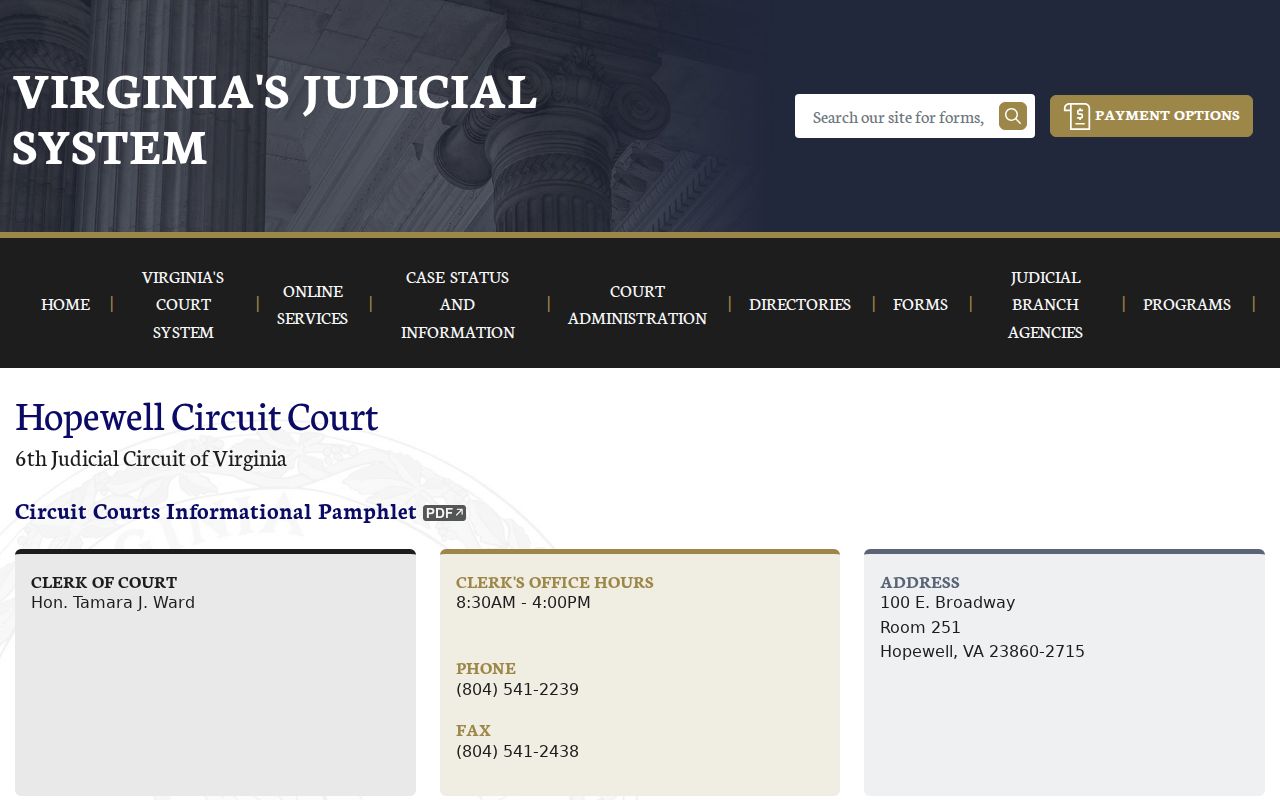 Hopewell residents directory Circuit Court information page