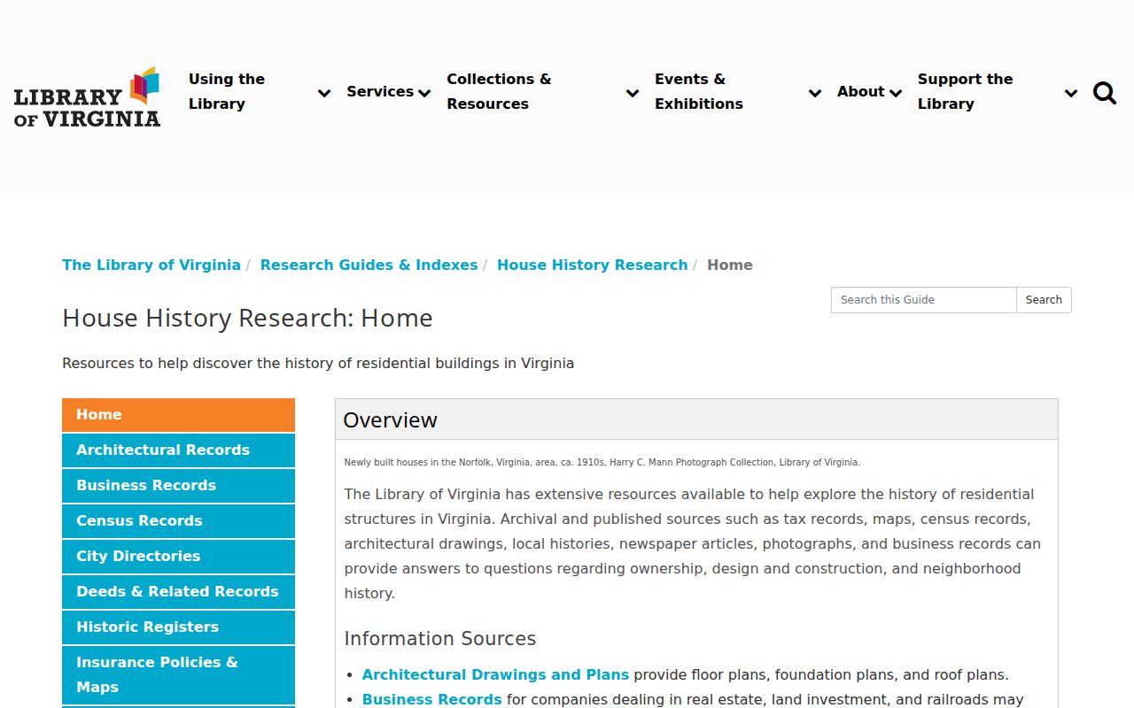 Hopewell past residents house-history method in the Library of Virginia guide