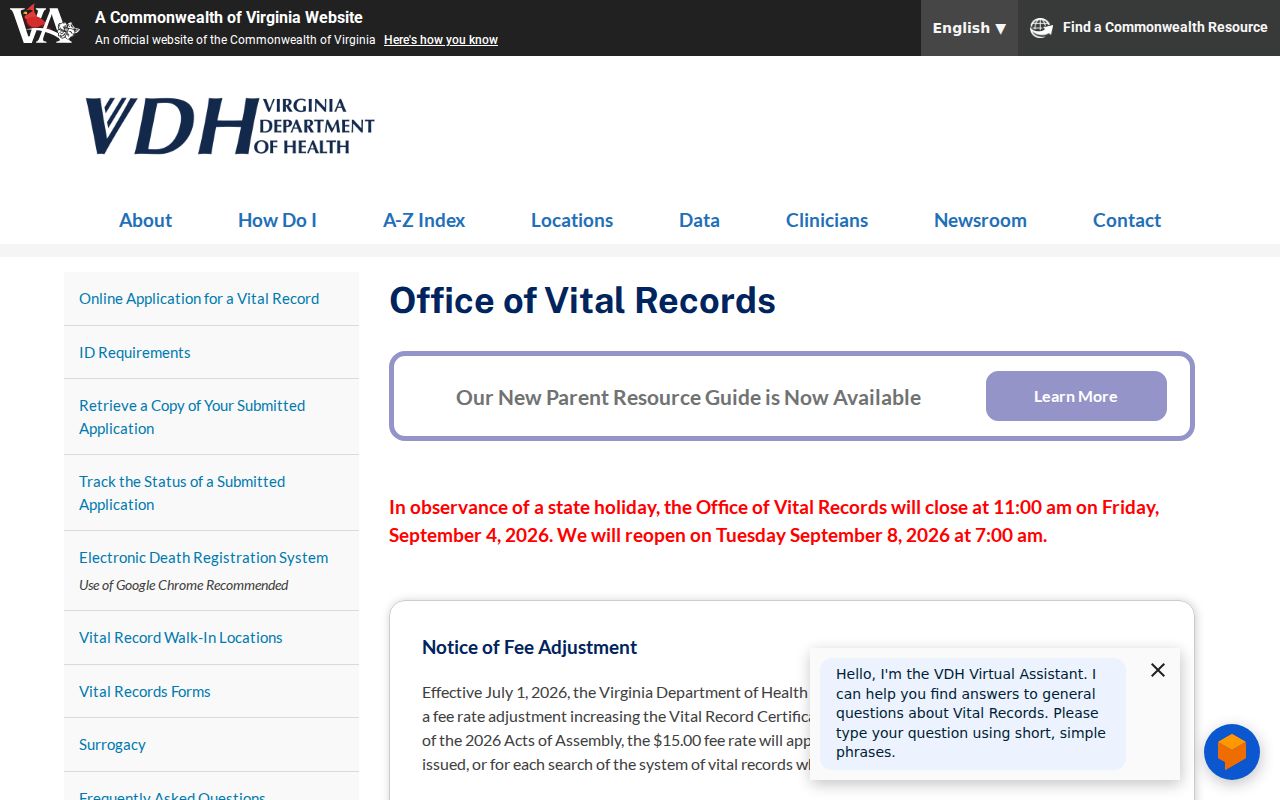 Hopewell resident lookup vital records access through Virginia