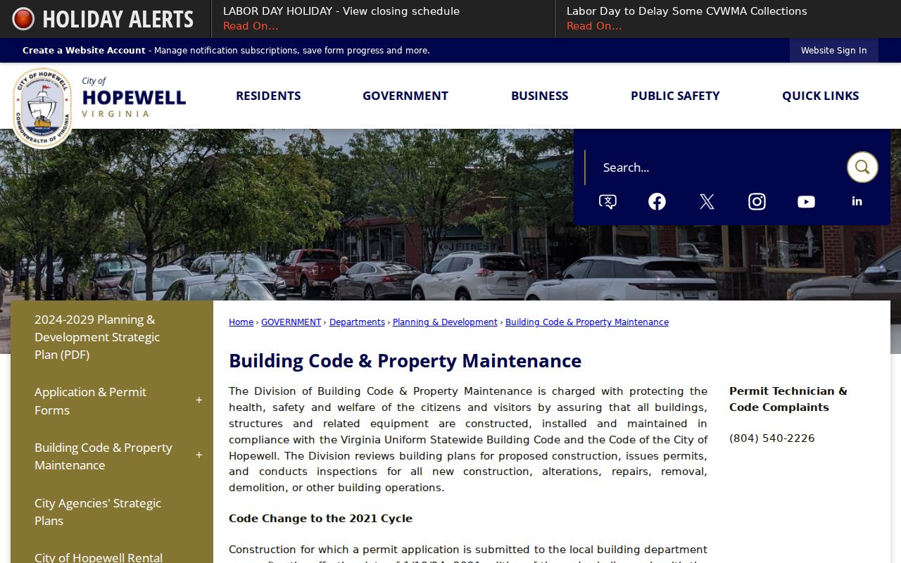 Hopewell street directory image of building permit and inspection record access